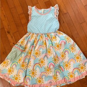 Matilda Jane Blue and Yellow Sunflower Rainbow Dress